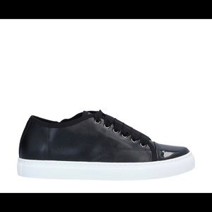 LANVIN BLACK LEATHER SNEAKERS WHITE SOLE